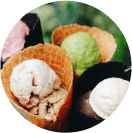 an ice cream in a waffle spit