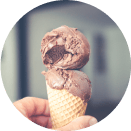 an ice cream in a waffle spit